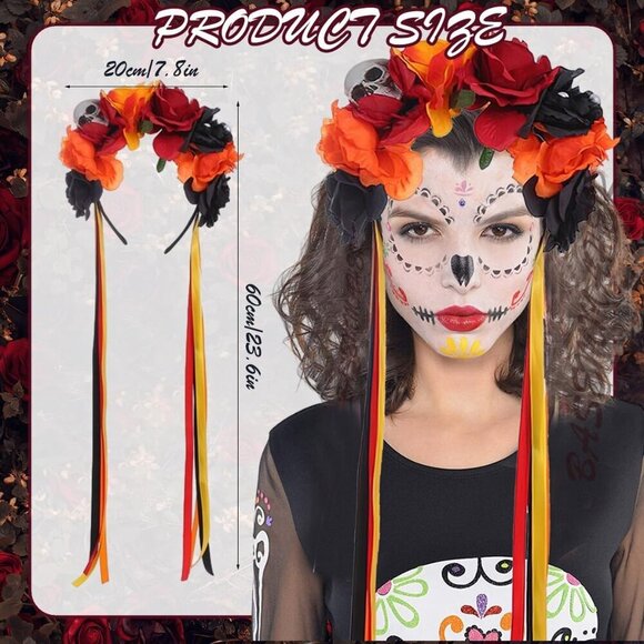 Mexican Day of Dead Flower Headband Floral Crown Halloween Skull Costume Accesso main image 5